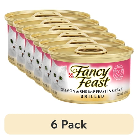 (6 pack) Purina Fancy Feast Grilled Kitten Food, Wet Cat Food, Salmon & Shrimp in Gravy, 3 oz Cans