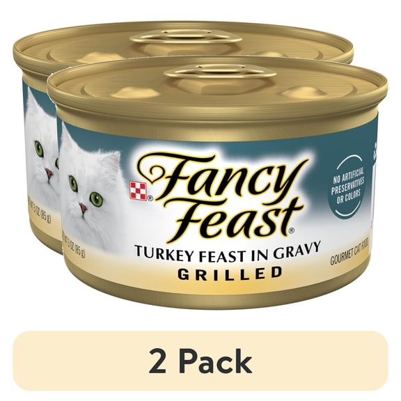 (2 pack) Purina Fancy Feast Grilled Kitten Food, Wet Cat Food, Turkey Feast in Gravy, 3 oz Cans
