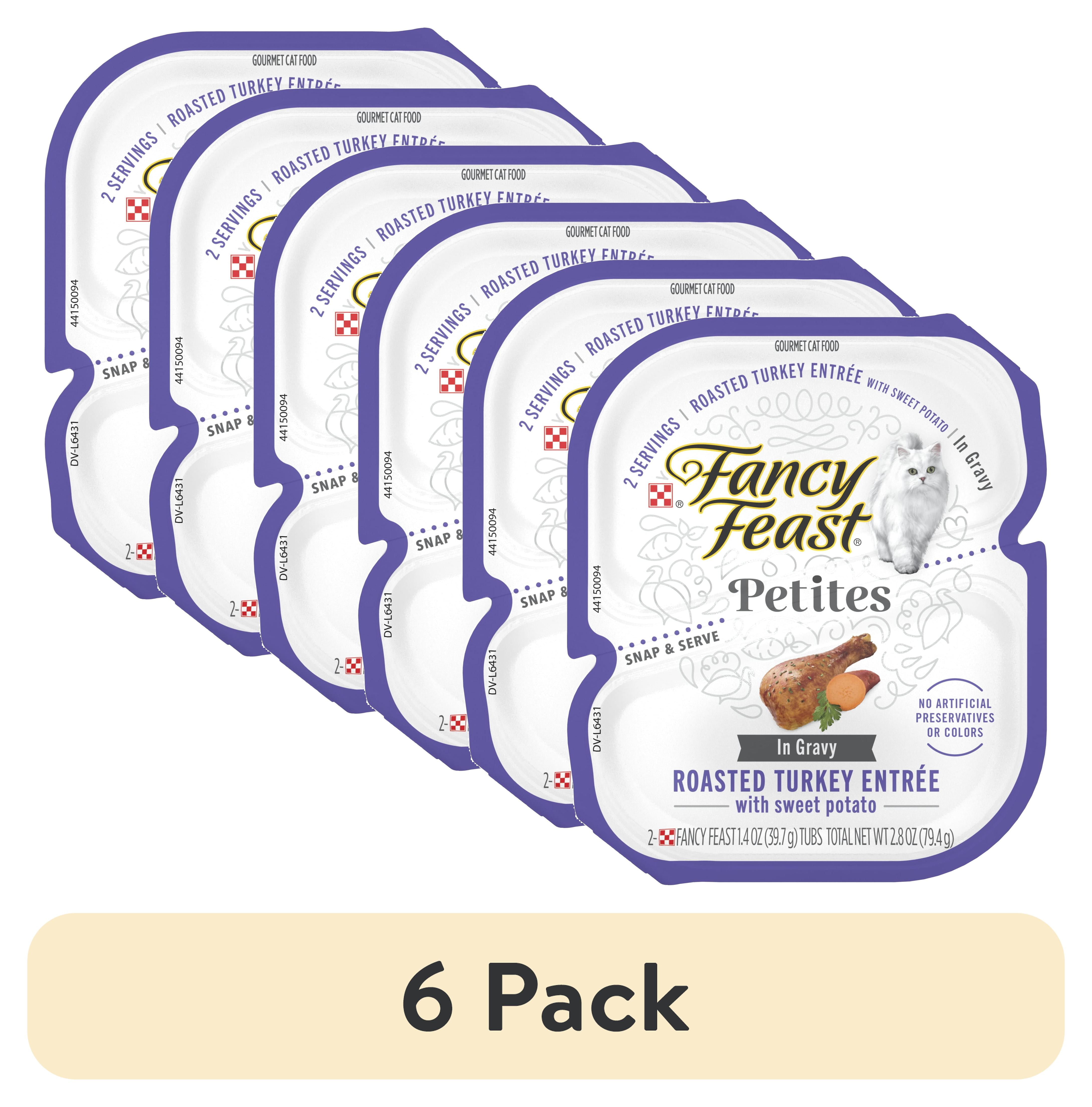 (6 pack) Purina Fancy Feast Petites With Roasted Turkey Entrée with Sweet Potato in Gravy Gourmet Wet Cat Food Pate
