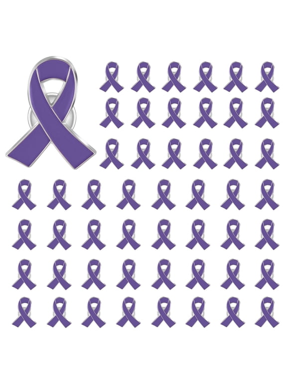 1 pack Purple Cancer Awareness Enamel Lapel Pin Heart Shaped Silk Ribbon Prevention and Awareness Ribbon Mental Health Awareness Pins_Hope Pin for Charity_Fundraiser For Back to School