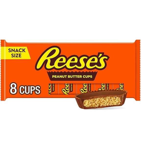 (1 pack) REESE'S Milk Chocolate Snack Size Peanut Butter Cups, Candy Packs, 0.55 oz (8 Count)
