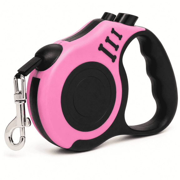 Kawihcie 16FT Nylon Adjustable Dog Retractable Leash, Pink