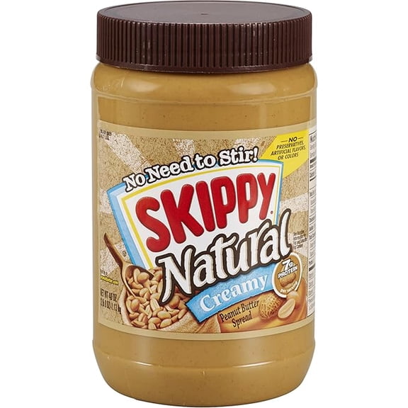 (1 pack) SKIPPY Natural Creamy Peanut Butter, 7 g Protein Per Serving, 40 Ounce