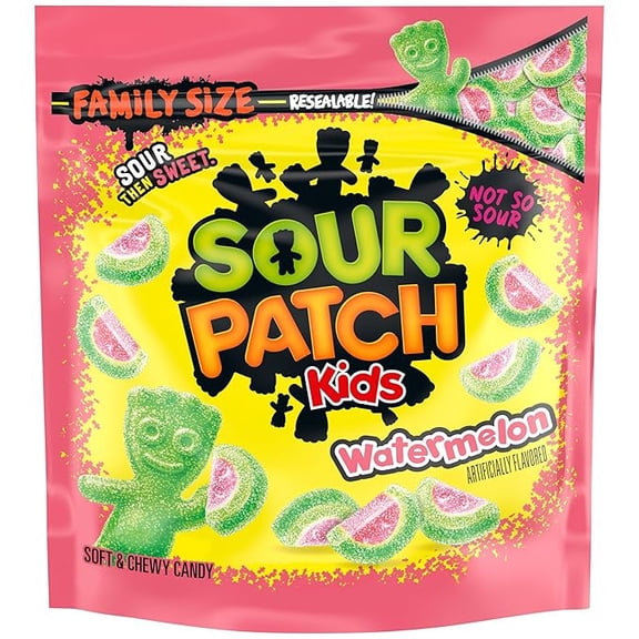 (1 pack) SOUR PATCH KIDS Watermelon Soft & Chewy Candy, Family Size, Bulk Candy, 1.8 lb