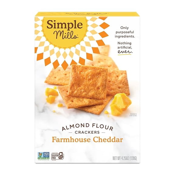 (1 pack) Simple Mills Almond Flour Crackers, Farmhouse Cheddar - Gluten Free, Healthy Snacks, 4.25 Ounce (Pack of 1)