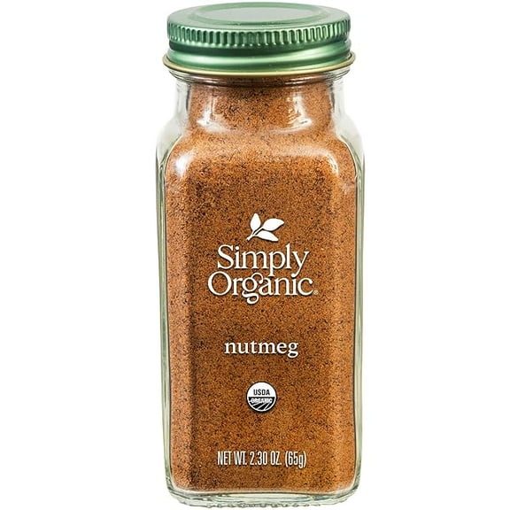 (1 pack) Simply Organic Pure Ground Nutmeg, 2.3 Ounce Jar,Aromatic, Subtly Spicy-Sweet Flavor, Organic, Kosher, No GMO, No ETO