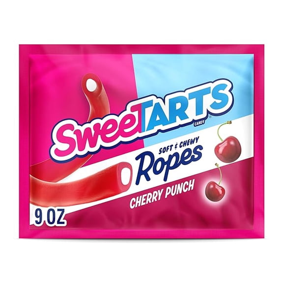 (1 pack) SweeTARTS Ropes, Candy, Cherry Punch, Soft and Chewy, 9 oz