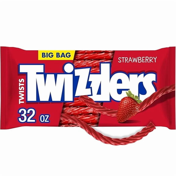 (1 pack) TWIZZLERS Twists Strawberry Flavored Licorice Style, Chewy Candy Big Bag, 32 oz