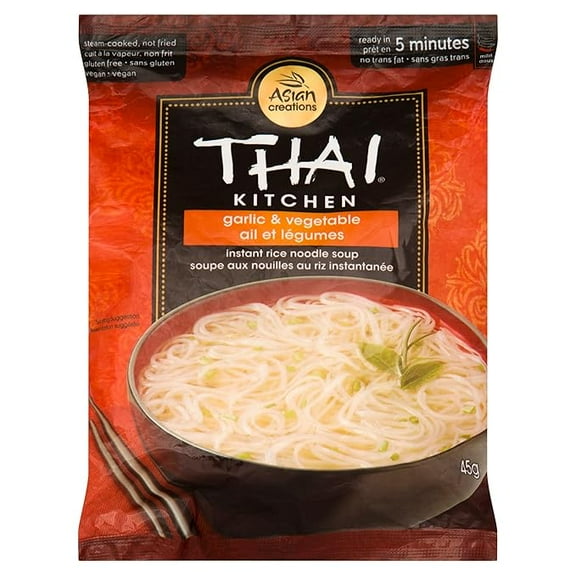 (1 pack) Thai Kitchen Gluten Free Garlic & Vegetable Instant Rice Noodle Soup, 1.6 oz