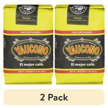 (2 pack) Yaucono Medium Roast Ground Coffee Fresh Pack, 14 oz Bag