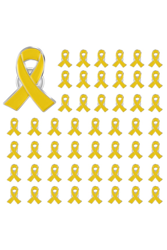 1 pack Yellow Cancer Awareness Enamel Lapel Pin Heart Shaped Silk Ribbon Prevention and Awareness Ribbon Mental Health Awareness Pins_Hope Pin for Charity_Fundraiser For Back to School