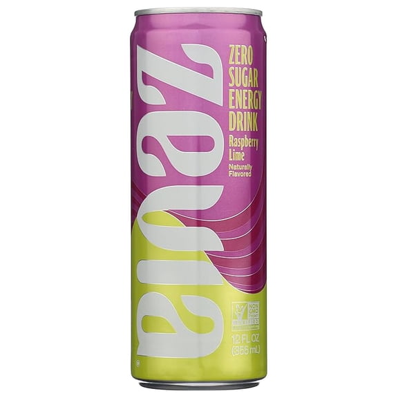 (1 pack) Zevia Raspberry Lime, Energy Drink, 12 Fl Oz Can