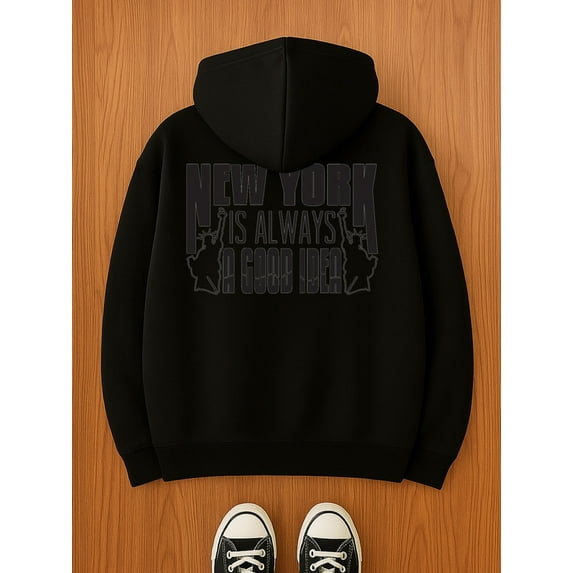 1 pack hoodies sweatshirt men's regular fit black Casual Solid Basic Hooded Sweatshirt Streetwear For Winter Fall, As Gifts Comfy Loose Drawstring Trendy Hooded Pullover, Mens Clothing For Autumn Win