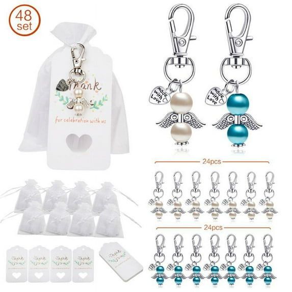 48-Pack Angel Heart Keychains with Love Charms