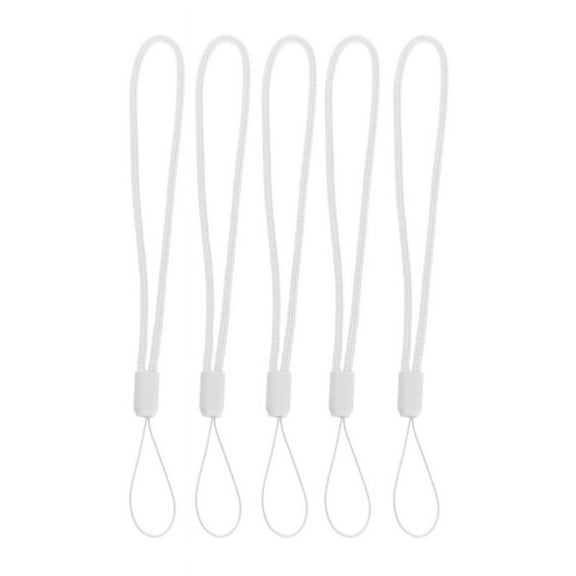 (1 pack of 5) Braided mobile phone lanyard-white