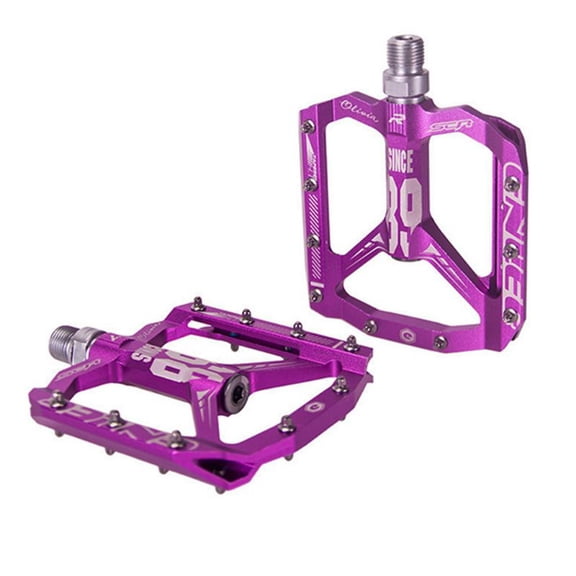 (1 pair) Bicycle pedals mountain bike pedals flat wide comfortable aluminum pedals - purple
