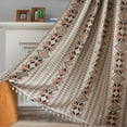thumbnail image 1 of 1 pair Curtains Coffee Brown Geometric Patterned Drapes Tassel Window Curtain 59"W x 87"L, 1 of 6