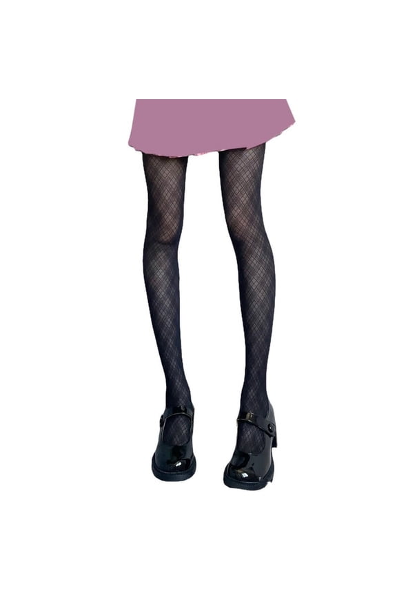 (1 pair) Cute Lolita black plaid thin hot girl jk pantyhose