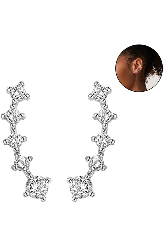 1 pair Earrings With 14K Gold Plated Sterling Silver Post Crawler Earring Climber Earrings