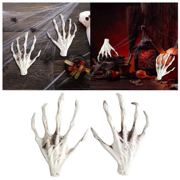 1 Pair of Halloween Skeleton Hands, Realistic Life-Size, Suitable for Halloween Props, Decorations, Pranks, Role Playing, Party Props, Haunted House Bar, Escape Room, Decoration Props.