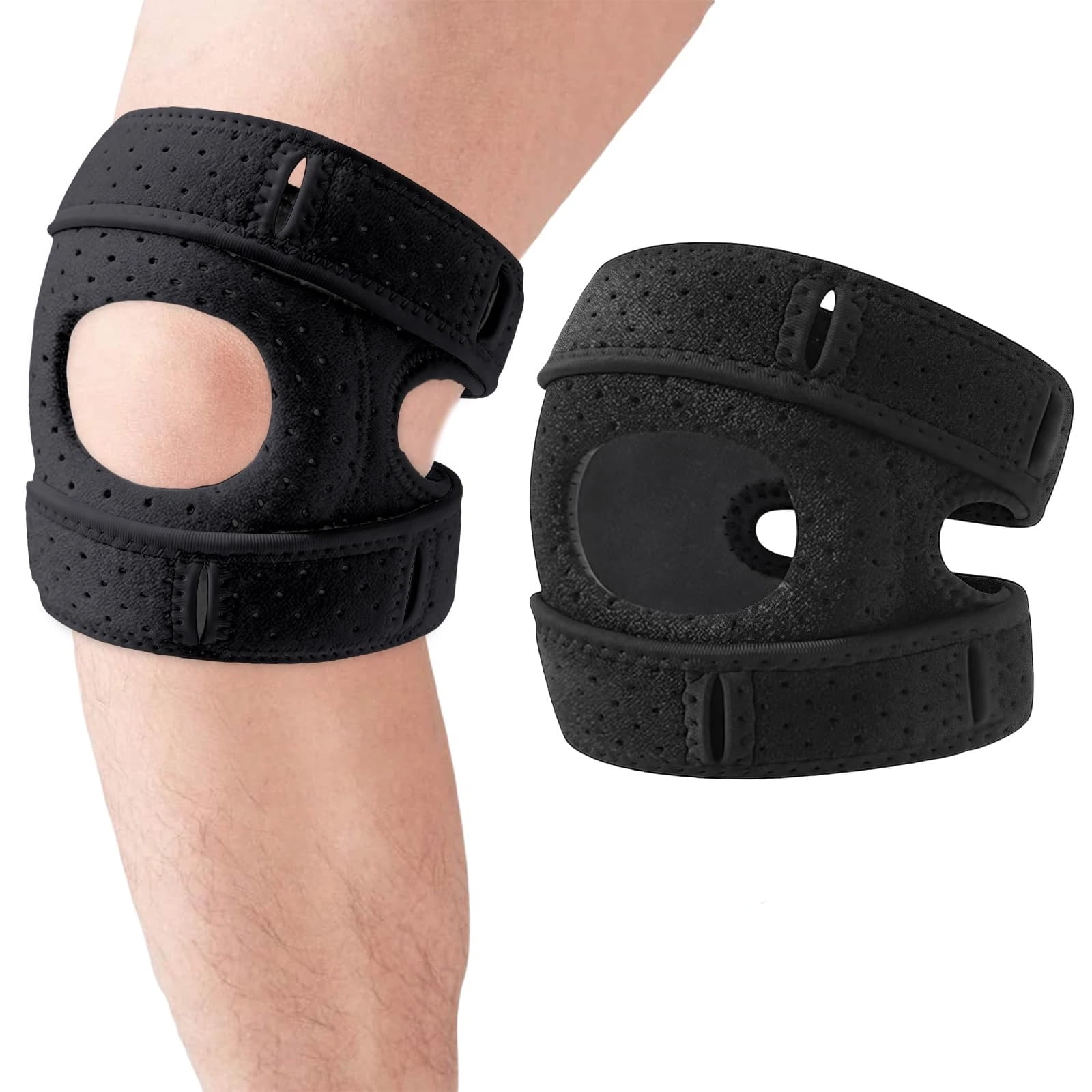 1 pair Knee Brace for women men Compression Sleeve with Padding, Joint Support Brace for Men and Women, Patella Stabilizer for Running, Exercise (Black,S/M)