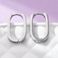 thumbnail image 1 of 1 pair Non-Tarnish 304 Stainless Steel Huggie Hoop Earrings Oval Stainless Steel color 21x12x3mm Pin: 1mm, 1 of 4