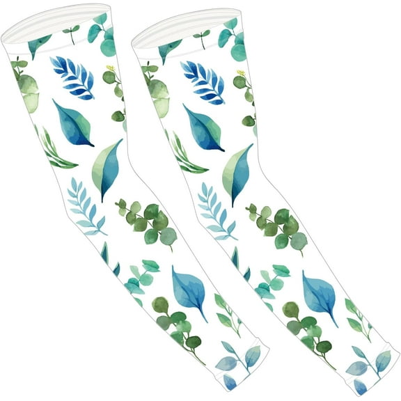 1 pair Polyester Ice Silk Sleeves Sun Protection Sleeve for Women Leaf 490x130x90mm