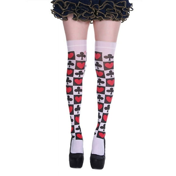 (1 pair) Printed socks Poker Flower Stockings-Colored big Poker Flower