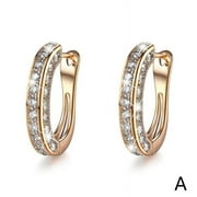 CAIROYAR 1 pair Rose Gold,Gold Hoop Earrings For Women Cubic Jewelry Zirconia R3Z5 SALE P3T4