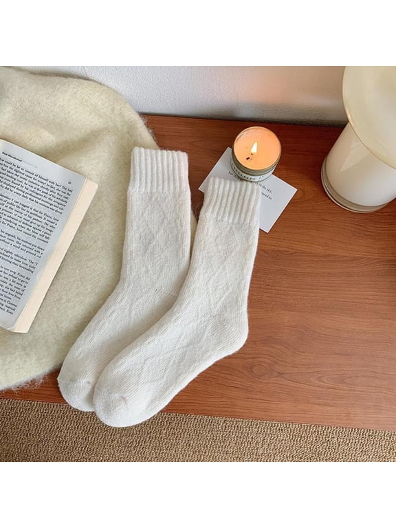 1 pair Winter Socks Warm Soft Fluffy Bed Socks Japanese Korean Wool Thicken Fleece Socks Ladies Home Floor Slipper