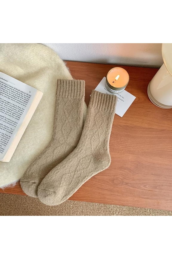 1 pair Winter Socks Warm Soft Fluffy Bed Socks Japanese Korean Wool Thicken Fleece Socks Ladies Home Floor Slipper