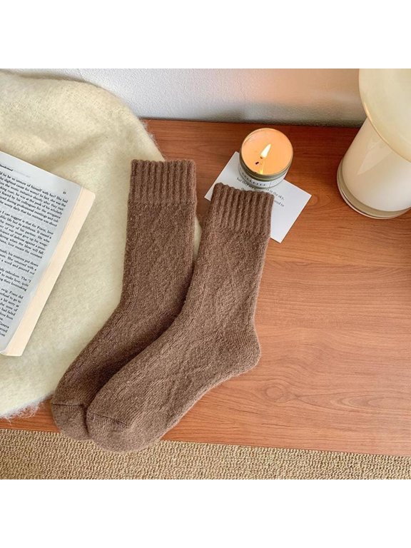 1 pair Winter Socks Warm Soft Fluffy Bed Socks Japanese Korean Wool Thicken Fleece Socks Ladies Home Floor Slipper