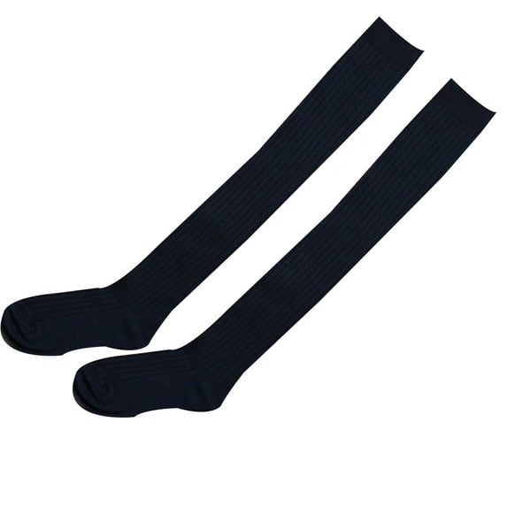 1 pair knitted women's stockings Female striped long socks thigh high stockings female warm over knee socks women stocking dark blue