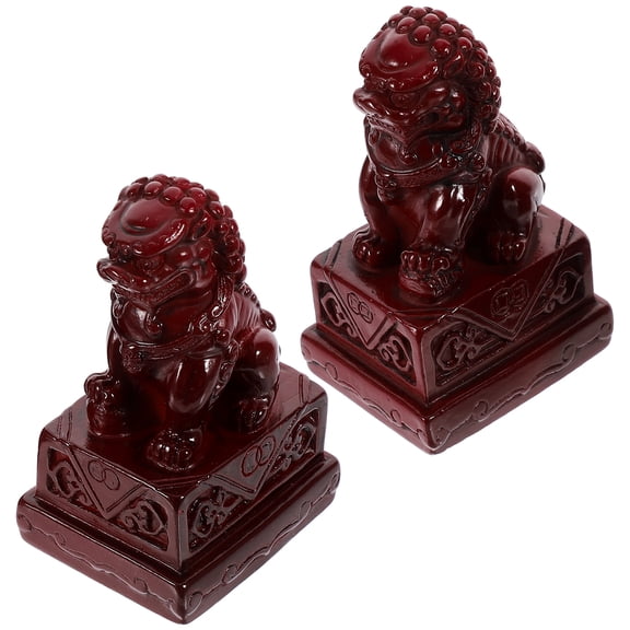 1 Pair of Lion Sculpture Mini Decor for Office and Home