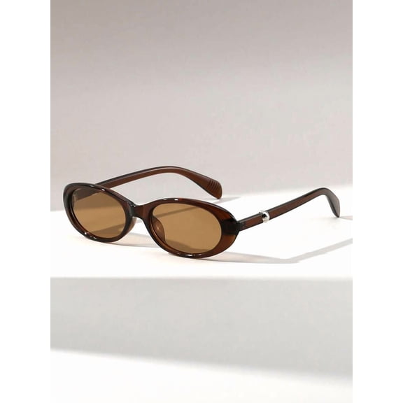 1 pair of women's oval-shaped PC material slim retro fashion multifunctional street style high-end fashion glasses