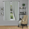thumbnail image 1 of 1 panel silver rod pocket foam lined thermal blackout window dressing filtering curtain R64 size 35" wide X 63" length 100 % privacy, 1 of 5