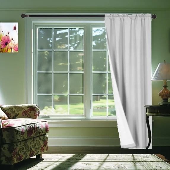 Gorgeous Home Linen 1 Silver Panel Rod Pocket 75% Privacy Foam Lined Window Dressing Light Filtering R64 Size 35" wide X 63" length