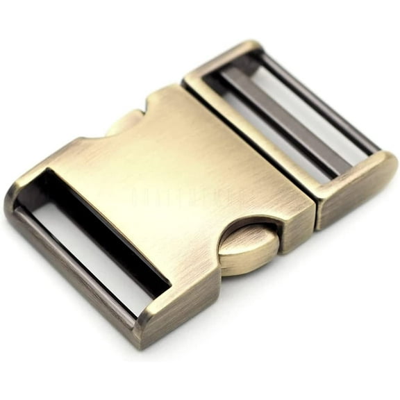 1 pc 1-1/2 inch Metal Curved Side Release Buckle Adjustable Lock for Belt Backpacks Pet Collar (Brushed Brass)