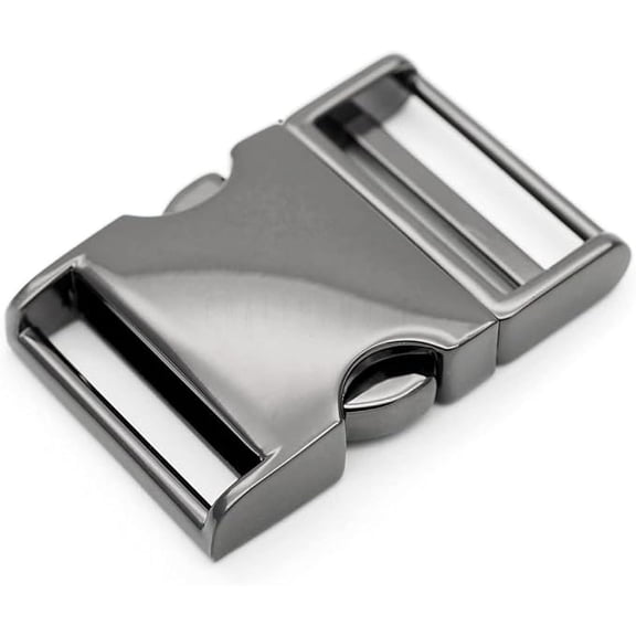 1 pc 1-1/4 inch Metal Curved Side Release Buckle Adjustable Lock for Belt Backpacks Pet Collar (Gunmetal)