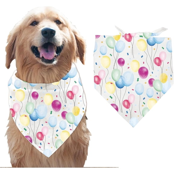 1 pc 1 Pc Pet Dog Bandana White Cotton Triangle Pet's Bandana Balloon Washable Scarf Bibs Printed Pet Accessories Chief for Large Dogs and Pets Festival 55x55x78cm/21.65x21.65x30.7