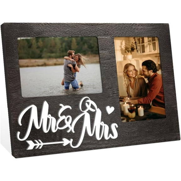 1 pc 1 Pc Picture Frame Christmas Gifts 4x6 Inch Two Photos Mr and Mrs Double Frame Hold 3D Photo Frame Wood Wall Frame for Valentine's Day Anniversary Gifts Birthday Gifts for Your Partner