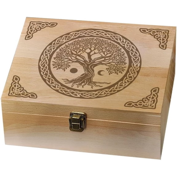 1 pc 1 Pc Tree of Life Wooden Memory Keepsake Box Metal Knot Box with Hinged Lid and Lock Decorative Storage Box Stash Box for Photo Letter Souvenir Jewelry 7.6x9.6x4inch(19.5x24.5x10.3cm)