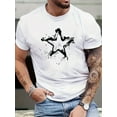 thumbnail image 1 of 1 pc 100% Cotton Fashion Star Print Men's Crew Neck Comfy Breathable Short Sleeve T-shirt, 1 of 4