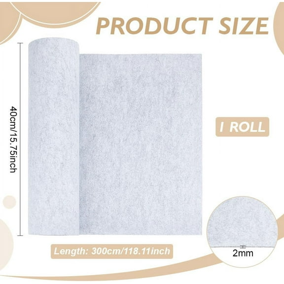 1 pc 118x15.75 Inch Light Grey Felt Roll 2mm Thick Craft Felt Fabric Soft Fabric Sheets for DIY Arts Crafts Decorations Patchwork Sewing Costumes