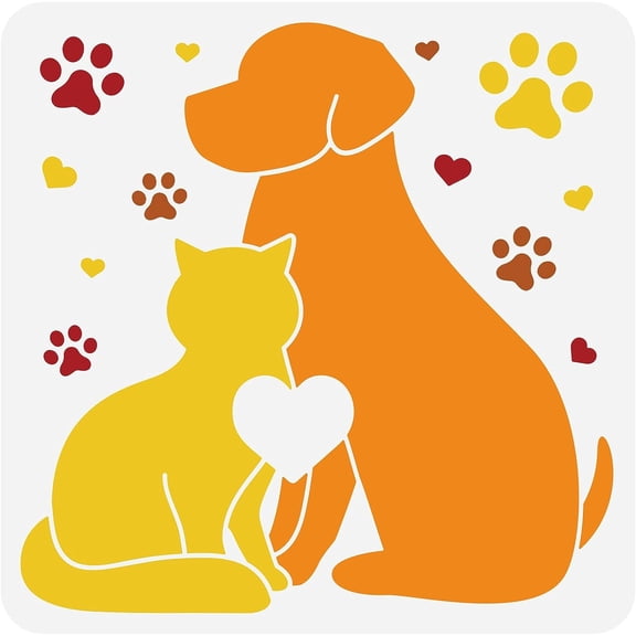 1 pc 12x12inch Cat Dog Painting Stencils Pet Theme Plastic Decoration Template for DIY Engraving Scrapbooking