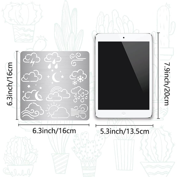 1 pc 16cm Weather Metal Stencil Cloud Templates Reusable Stainless Steel Stencils Journal Signs for Painting on Wood Wall Canvas Furniture Wood Burning