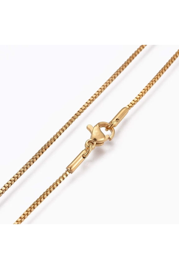 1 pc 1Pcs 304 Stainless Steel Box Chain Necklaces 1.2mm Flexible Dainty Chain Necklace for Women Jewelry Gift with 304 Stainless Steel Clasps Golden 17.7 inch