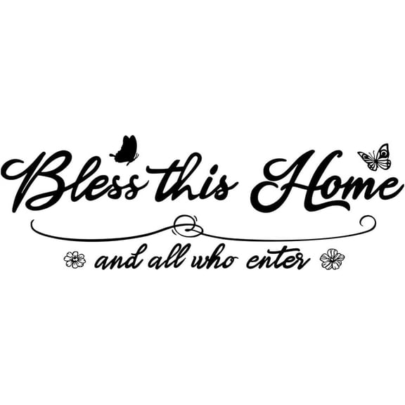 1 pc 2 Sheets Blessed Stickers 2 Styles Home Entryway Letter Stickers Pure Black Vinyl Wall Decal for Room Entryway Family Home Decoration