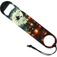thumbnail image 1 of 1 pc 201 Stainless Steel Bottle Opener with PU Leather Cord Rectangle Castle 178x38x2mm, 1 of 7