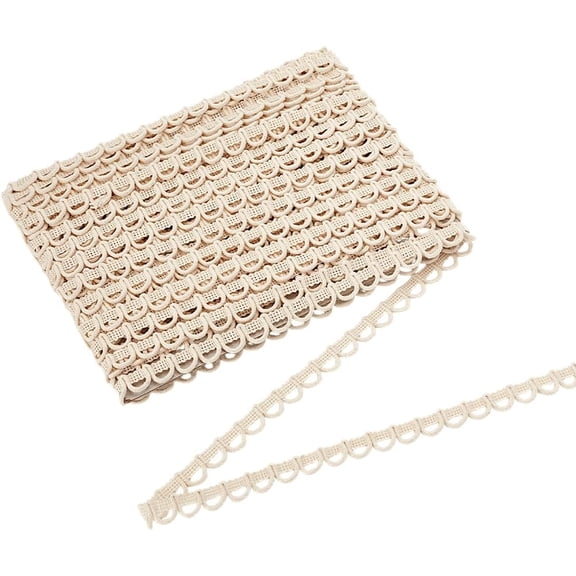 1 pc 21.8yards Cotton Loop Trim Button Loop Braid 0.7inch Decorative Buttonhole Ribbon Trim White Edge Sewing Button Loops Non Elastic